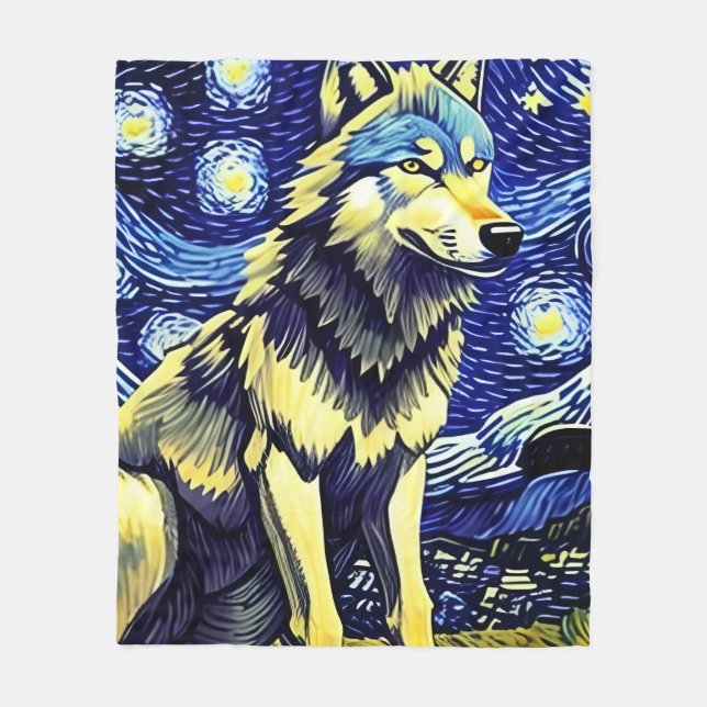 Ein Wolf in der frühen Nacht Fleecedecke (Vorderseite)