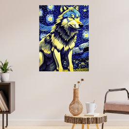 Ein Wolf in der frühen Nacht Poster
