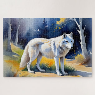 Ein Wolf in einem Aquarell Puzzle