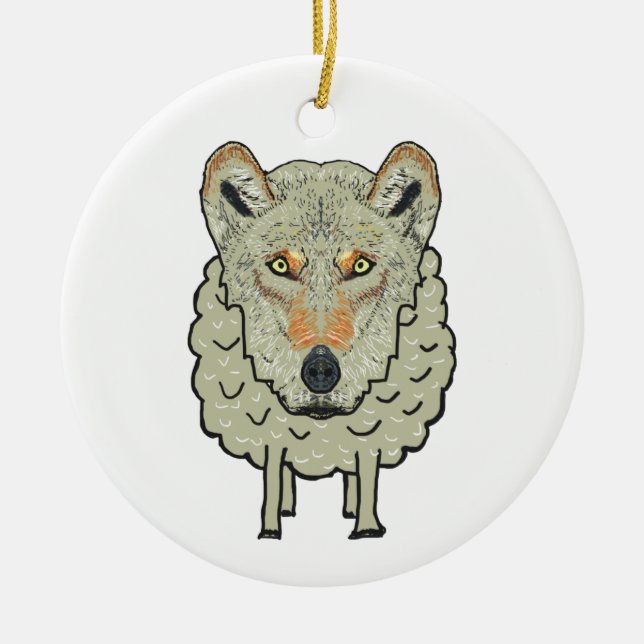 Ein Wolf in Schafsbekleidung Keramik Ornament (Vorne)