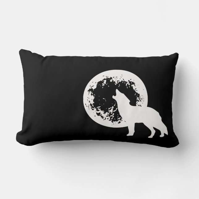 Ein Wolf-Mond Lendenkissen (Vorderseite)