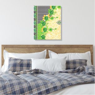 Ein wunderschön gestaltetes Muster aus grün und or Leinwanddruck