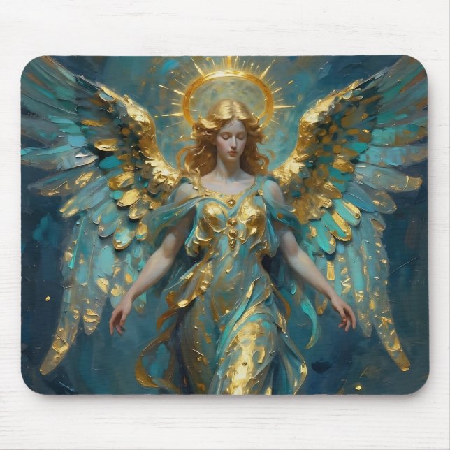 Ein wunderschöner goldener und türkisfarbener Enge Mousepad (Vorne)