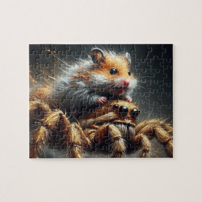 Ein wunderschöner Hamster mit Riesenspinne Puzzle (Horizontal)