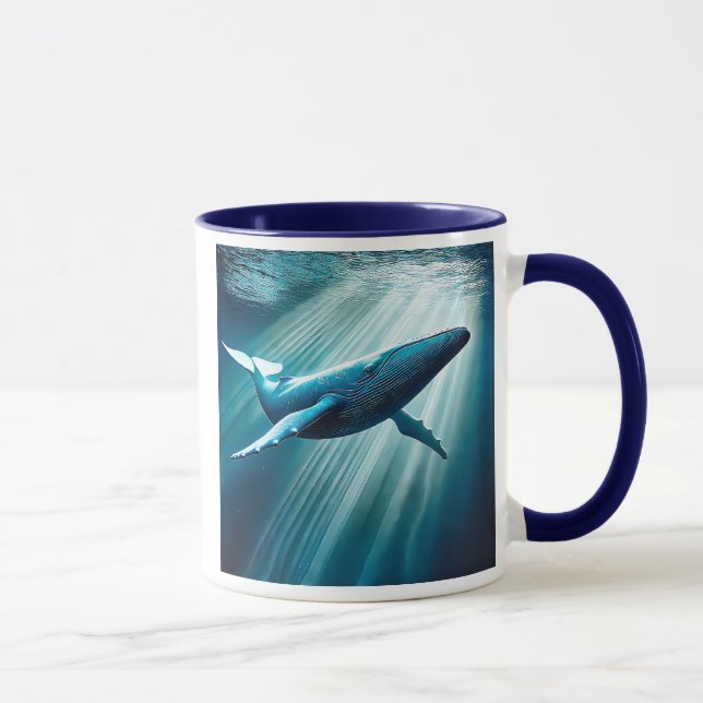 Ein wunderschöner, majestätischer Blauwal. Tasse (Rechts)