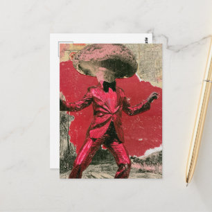 Ein wunderschöner retro tanzender Pilz Postkarte