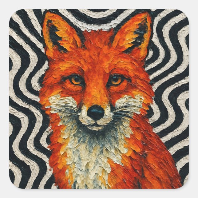 Ein wunderschöner roter Fuchs  Quadratischer Aufkleber (Vorderseite)