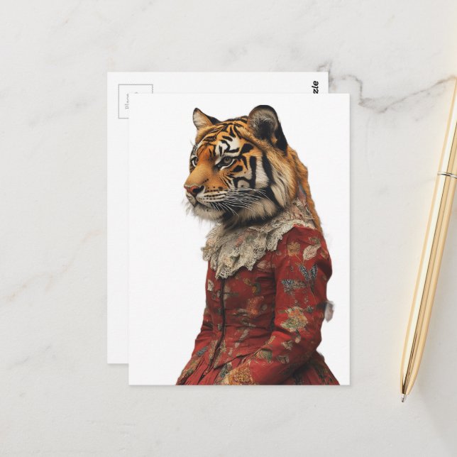 Ein wunderschöner Tiger in einem Kleid Postkarte (Vorderseite/Rückseite Beispiel)