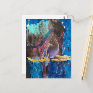 Ein wunderschöner Vogel, der blau ist Mixed Media  Postkarte
