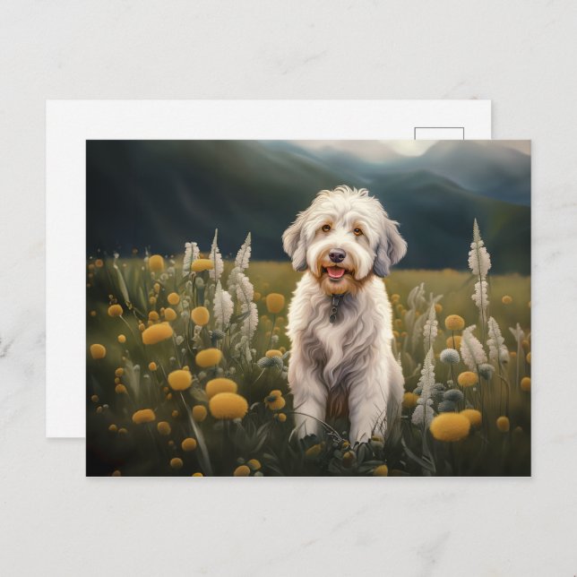 Ein wunderschöner weißer Hund Feiertagspostkarte (Vorne/Hinten)