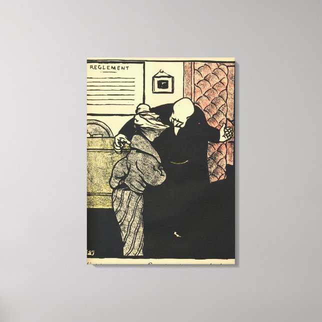 Ein würdiger Mann spuckt eine junge Frau in seine Leinwanddruck (Vorderseite)