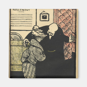 Ein würdiger Mann spuckt eine junge Frau in seine Magnet