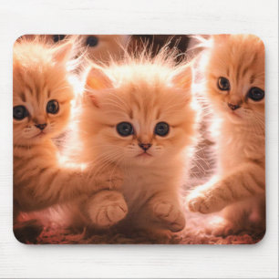 Ein Wurf süßer Kätzchen auf Laptop-Desktop-Tablet Mousepad