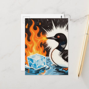 Ein wütender Minnesota-Taucher, der Eis mit Feuer Postkarte
