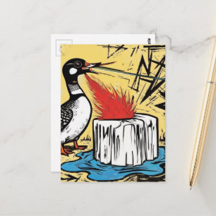 Ein wütender Minnesota-Taucher, der Eis mit Feuer Postkarte