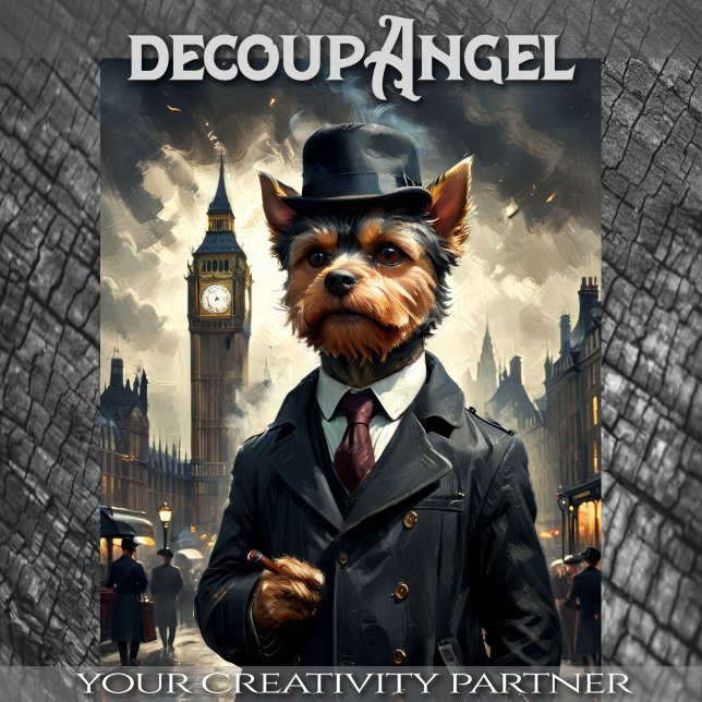 Ein Yorkshire-Hund in London - Decoupage - Seidenpapier (Von Creator hochgeladen)