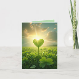 Ein zartes Kleeblatt Herz unter dem Abend Feiertagskarte