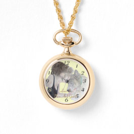 Ein zärtliches zeichn von Mädchen, die sich akita  Armbanduhr