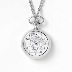 Ein zärtliches zeichn von Mädchen, die sich akita Armbanduhr