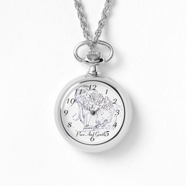 Ein zärtliches zeichn von Mädchen, die sich akita  Armbanduhr (Vorderseite)