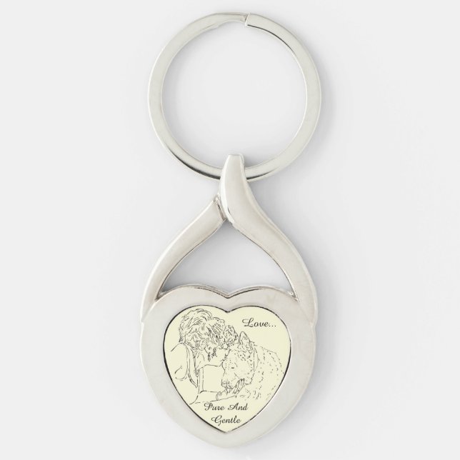 Ein zärtliches zeichn von Mädchen, die sich akita  Schlüsselanhänger (Vorderseite)