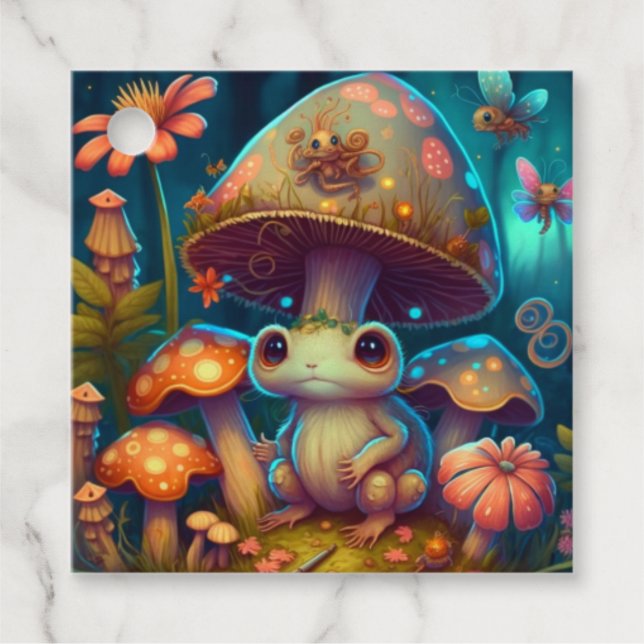 Ein zauberhafter Pilzfrosch Geschenkanhänger (Vorderseite)