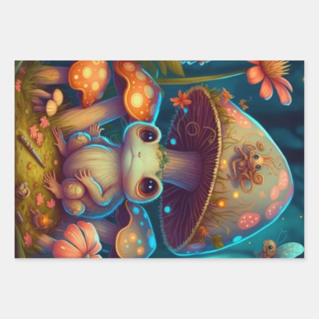 Ein zauberhafter Pilzfrosch Geschenkpapier Set (Vorderseite)