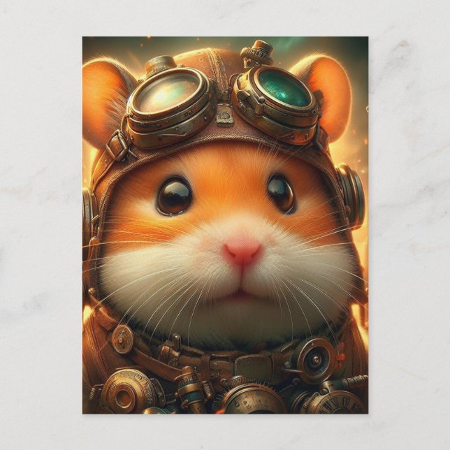 ein zauberhafter Steampunkhamster Postkarte (Vorderseite)