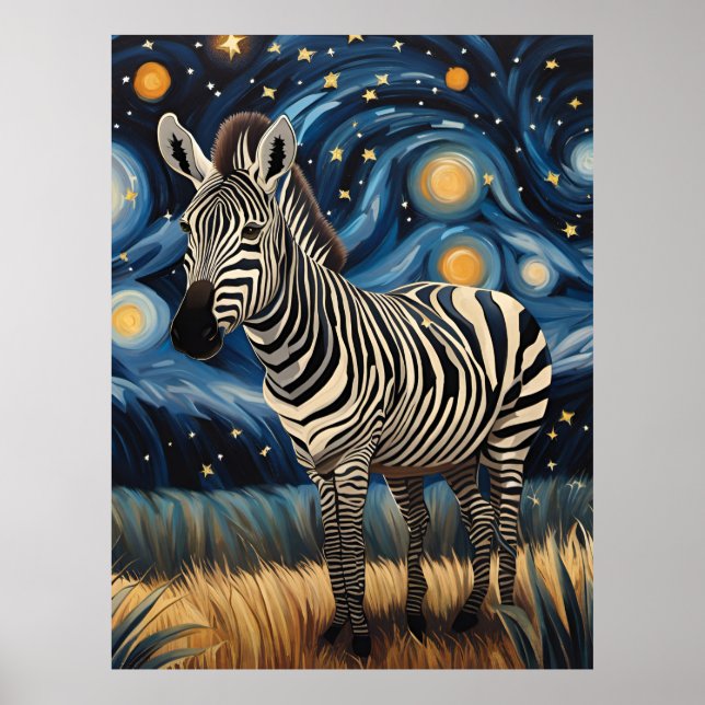 Ein Zebra in der frühen Nacht Poster (Vorne)