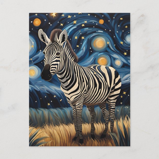 Ein Zebra in der frühen Nacht Postkarte (Vorderseite)