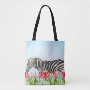 Ein Zebra unter den Tulpen