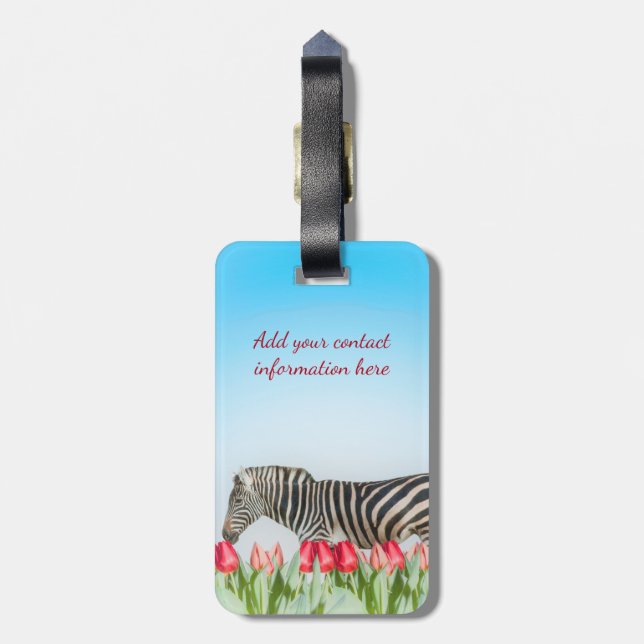 Ein Zebra unter den Tulpen Gepäckanhänger (Rückseite vertikal)