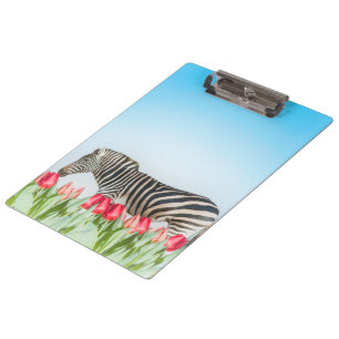 Ein Zebra unter den Tulpen Klemmbrett