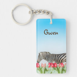 Ein Zebra unter den Tulpen Schlüsselanhänger