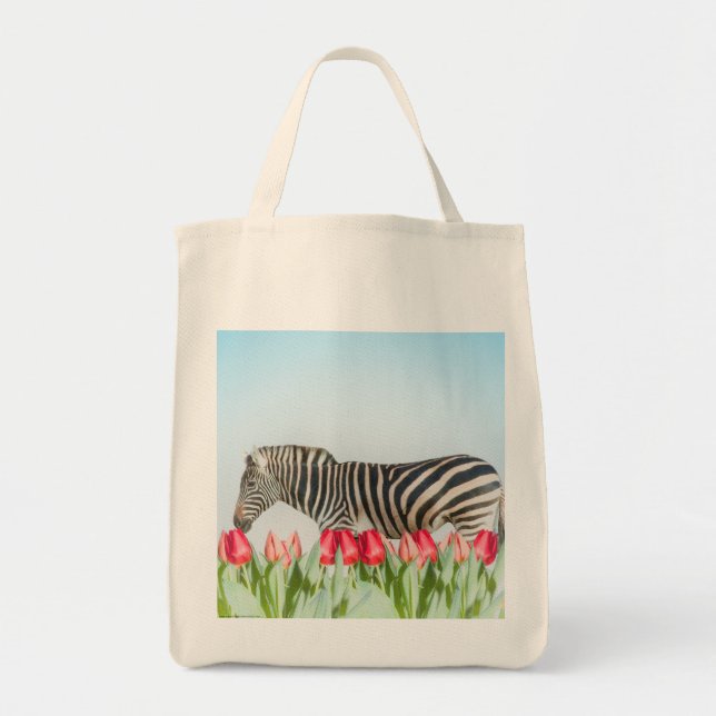 Ein Zebra unter den Tulpen Tragetasche (Vorne)
