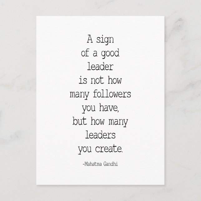 Ein Zeichen eines guten Führers, Mahatma Gandhi Zi Postkarte (Vorderseite)