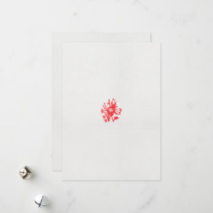ein zeichn einer roten Blume auf weißem Hintergrun Feiertagskarte