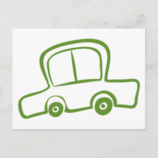 Ein zeichn eines grünen Autos Postkarte