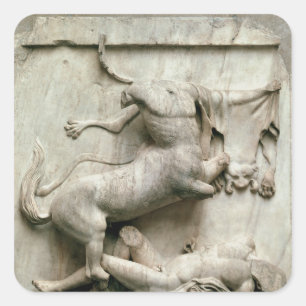 Ein Zentaur, der über einem Lapith triumphiert Quadratischer Aufkleber