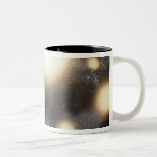 Ein Zertrümmern-oben der Galaxien Zweifarbige Tasse