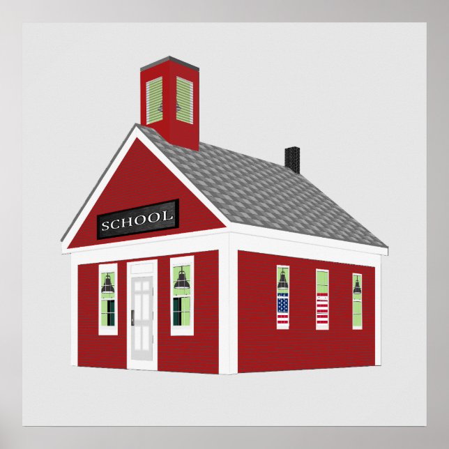 Ein Zimmer Rotes Schulhaus Kinder Décor Print Post Poster (Vorne)