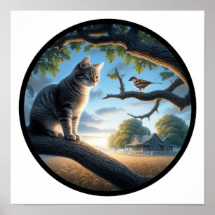 Ein zirkuläres 3D-Bild einer Haushalts-Mittelhaark Poster