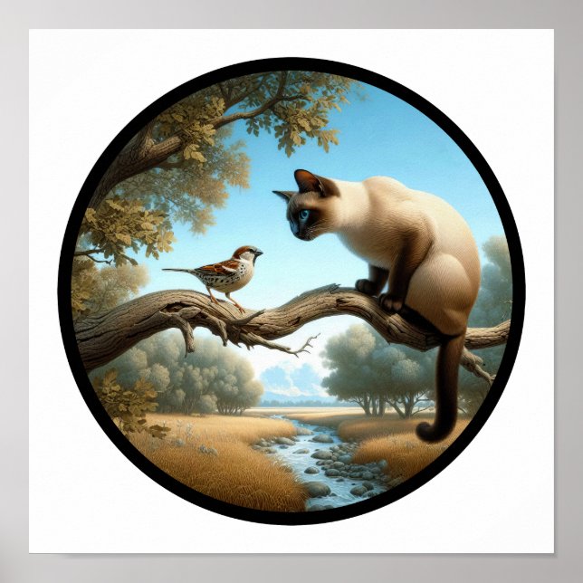 Ein zirkuläres 3D-Bild einer schönen siamesischen  Poster (Vorne)