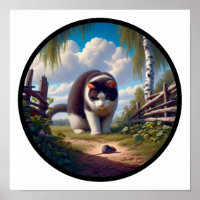 Ein zirkuläres 3D Bild einer schönen Tuxedo Katze