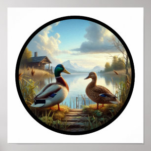 Ein zirkuläres 3D-Bild eines männlichen und weibli Poster