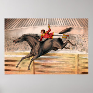 Ein Zirkus-Performer reiten auf einem Hügel Poster