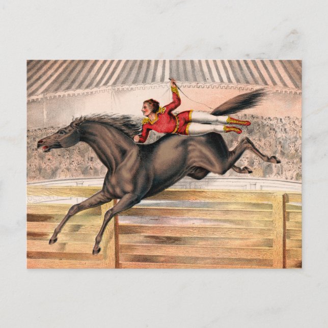 Ein Zirkus-Performer reiten auf einem Hügel Postkarte (Vorderseite)