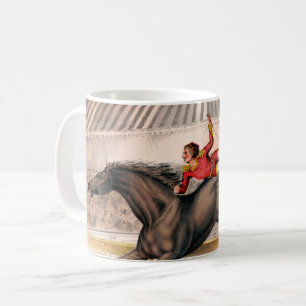 Ein Zirkuskünstler auf einem Sprungpferd Kaffeetasse