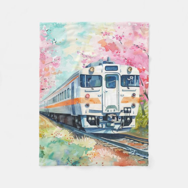 Ein Zug im Frühling Fleecedecke (Vorderseite)