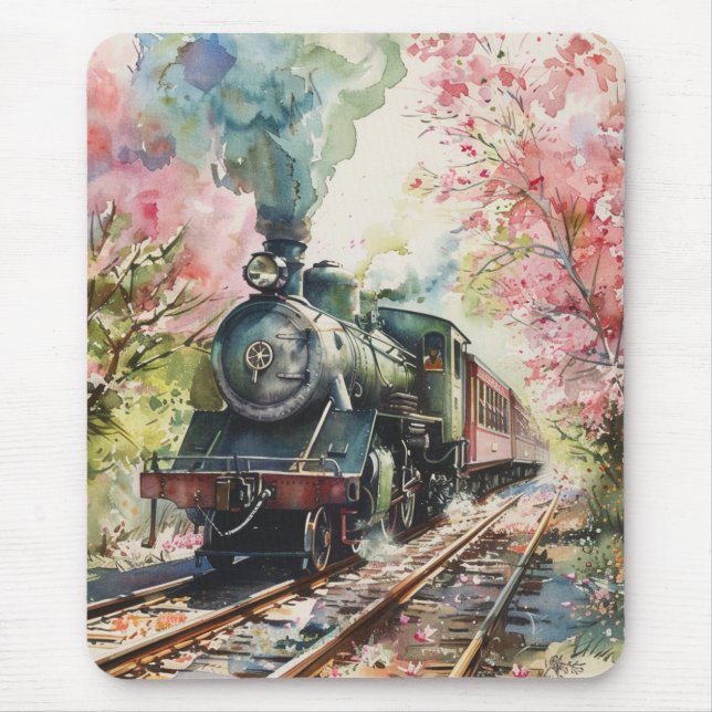 Ein Zug im Frühling Mousepad (Vorne)